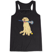 Girls Lacrosse Flowy Racerback Tank Top - Chase The Lax Dog