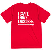 Girls Lacrosse Short Sleeve Performance Tee - I Can't. I Have Lacrosse