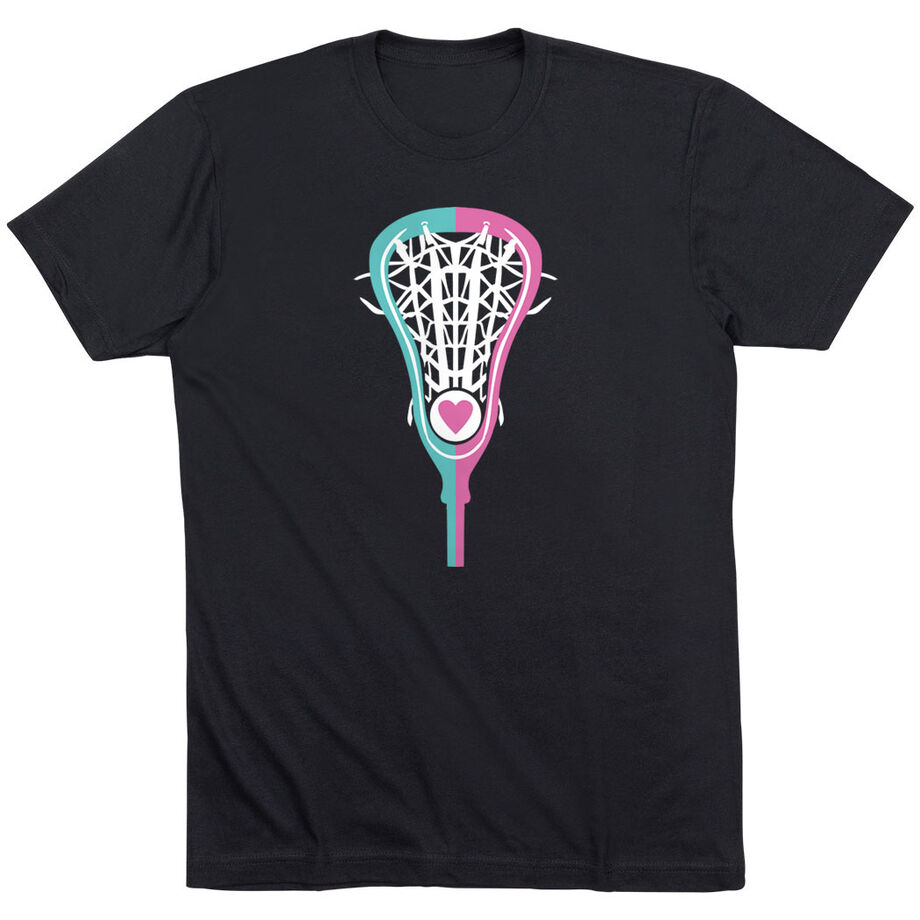 Girls Lacrosse T-Shirt Short Sleeve Lacrosse Stick Heart - Personalization Image