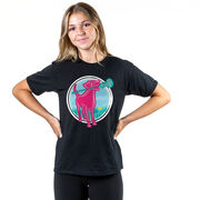Girls Lacrosse Short Sleeve T-Shirt - Lacrosse Dog with Girl Stick