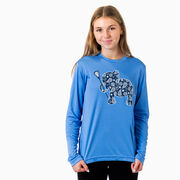 Girls Lacrosse Long Sleeve Performance Tee - Lax Elephant