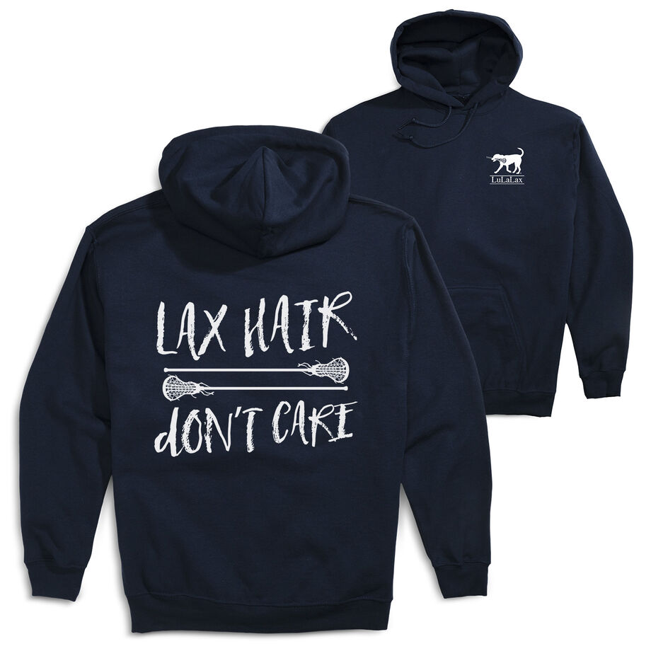Girls Lacrosse Hooded Sweatshirt - Lax Hair Don't Care (Back Design)