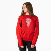 Girls Lacrosse Crewneck Sweatshirt - Lacrosse Stick Heart