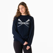 Girls Lacrosse Crewneck Sweatshirt - Lacrosse Crossed Girl Sticks