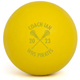 Personalized Engraved Lacrosse Ball Custom Coach Info with Crossed Sticks (Yellow Ball)
