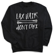 Girls Lacrosse Crewneck Sweatshirt - Lax Hair Don't Care