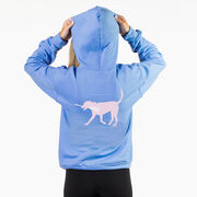 Girls Lacrosse Hooded Sweatshirt - LuLa the Lax Dog (Pink) (Back Design)