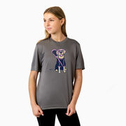 Girls Lacrosse Short Sleeve Performance Tee - Lily The Lacrosse Dog