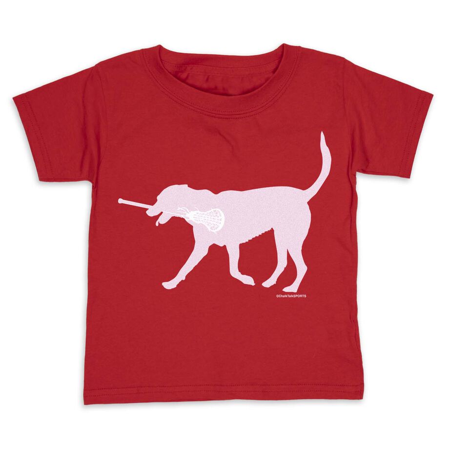 Girls Lacrosse Toddler Short Sleeve Tee - Lula the Lax Dog (Pink)