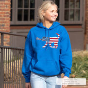 Girls Lacrosse Hooded Sweatshirt - Patriotic LuLa the Lax Dog