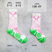 Girls Lacrosse Woven Mid-Calf Socks - Sundae (White/Pink/Green)