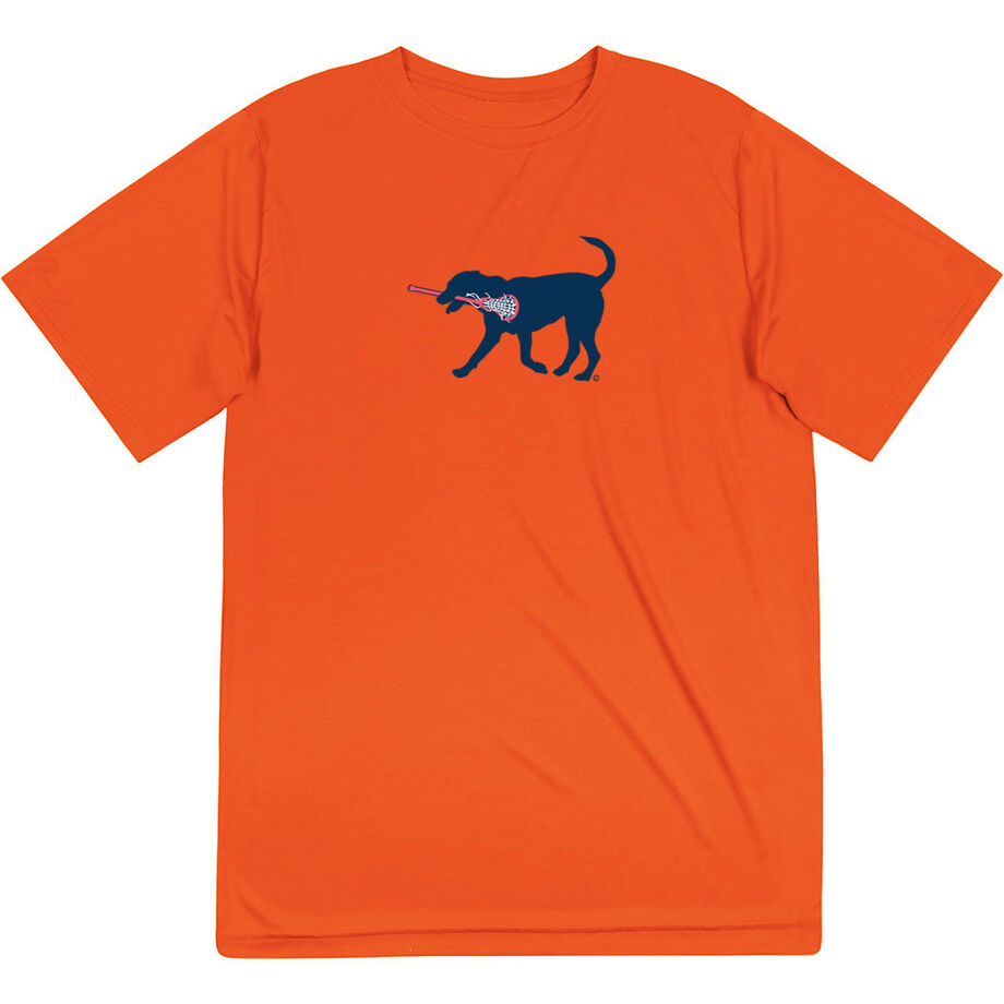 Girls Lacrosse Short Sleeve Performance Tee - LuLa the Lax Dog(Blue)