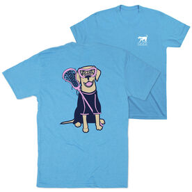 Girls Lacrosse Short Sleeve T-Shirt - Lily The Lacrosse Dog (Back Design)
