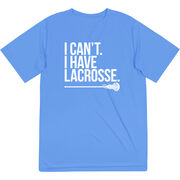 Girls Lacrosse Short Sleeve Performance Tee - I Can't. I Have Lacrosse