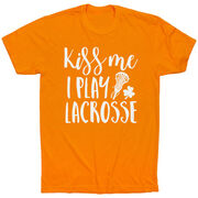 Girls Lacrosse Short Sleeve T-Shirt - Kiss Me I Play Lacrosse