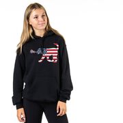 Girls Lacrosse Hooded Sweatshirt - Patriotic LuLa the Lax Dog