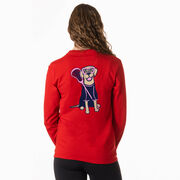 Girls Lacrosse Tshirt Long Sleeve - Lily The Lacrosse Dog (Back Design)