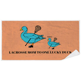 Girls Lacrosse Premium Beach Towel - Mom Lucky Ducks