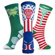 Girls Lacrosse Woven Mid-Calf Sock Set - Holiday Collection