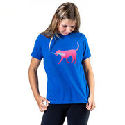 Girls Lacrosse Short Sleeve T-Shirt LuLa the Lax Dog (Pink)