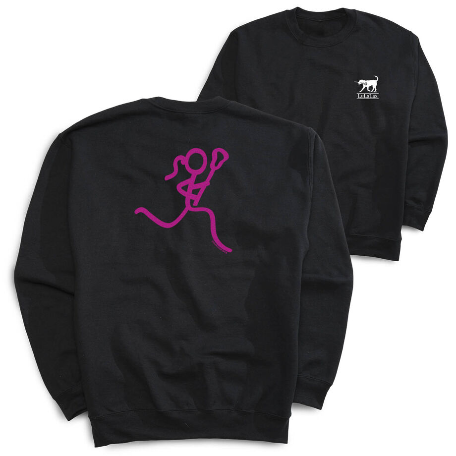 Girls Lacrosse Crewneck Sweatshirt - Neon Lax Girl (Back Design)