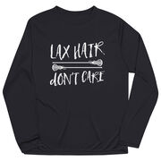 Girls Lacrosse Long Sleeve Performance Tee - Lax Hair Don't Care