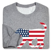 Girls Lacrosse Crewneck Sweatshirt - Patriotic LuLa the Lax Dog