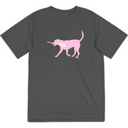 Girls Lacrosse Short Sleeve Performance Tee - LuLa the Lax Dog(Pink)