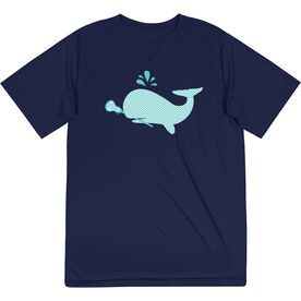 Girls Lacrosse Short Sleeve Performance Tee - Chevron Lax Whale