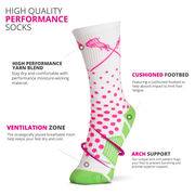 Girls Lacrosse Woven Mid-Calf Socks - Sundae (White/Pink/Green)