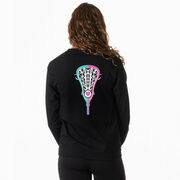 Girls Lacrosse Tshirt Long Sleeve - Lacrosse Stick Heart (Back Design)