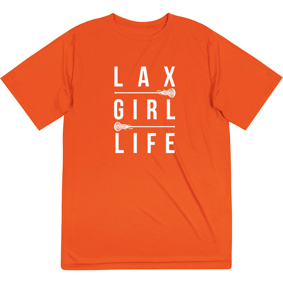 Girls Lacrosse Short Sleeve Performance Tee - Lax Girl Life - Personalization Image