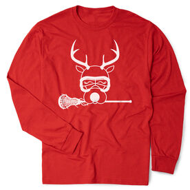 Girls Lacrosse Tshirt Long Sleeve - Lax Girl Reindeer