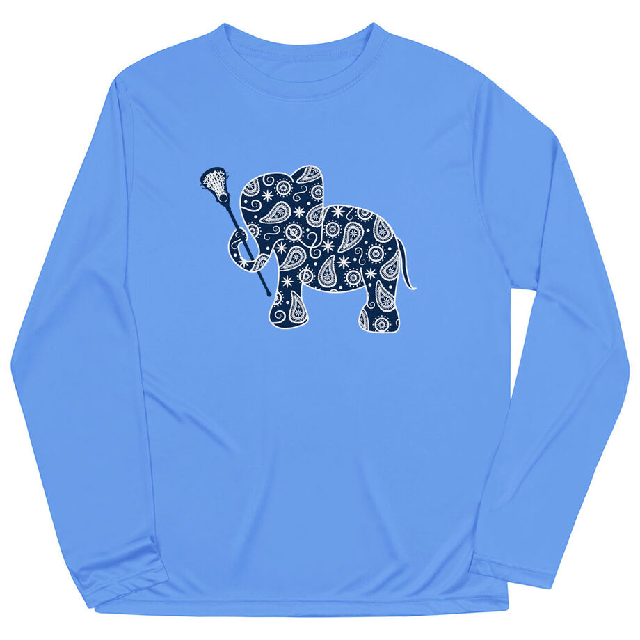Girls Lacrosse Long Sleeve Performance Tee - Lax Elephant - Personalization Image