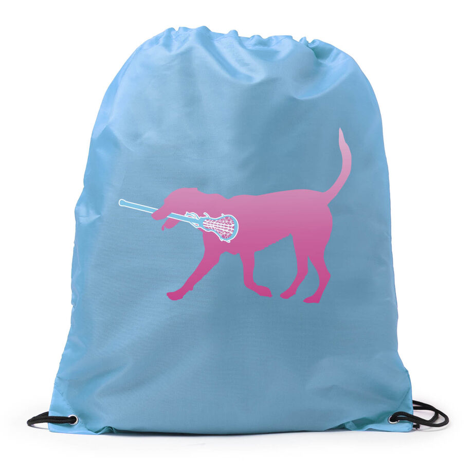 Girls Lacrosse Drawstring Backpack LuLa the Lax Dog(Pink)