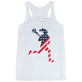 Girls Lacrosse Flowy Racerback Tank Top - Play Lax for USA