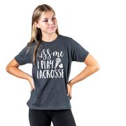 Girls Lacrosse Short Sleeve T-Shirt - Kiss Me I Play Lacrosse