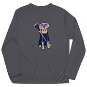 Girls Lacrosse Long Sleeve Performance Tee - Lily The Lacrosse Dog