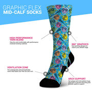 Girls Lacrosse Graphic Flex Mid-Calf Socks - Preppy Lax