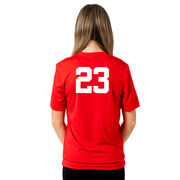 Girls Lacrosse Short Sleeve Performance Tee - Patriotic LuLa the Lax Dog