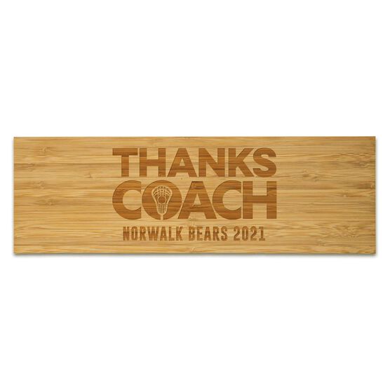 Girls Lacrosse 12.5" X 4" Engraved Bamboo Removable Wall Tile - Thanks Coach