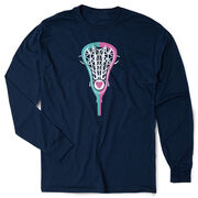 Girls Lacrosse Tshirt Long Sleeve -  Lacrosse Stick Heart