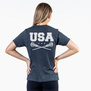 Girls Lacrosse Short Sleeve T-Shirt - USA Girls Lacrosse (Back Design)