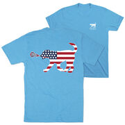 Girls Lacrosse Short Sleeve T-Shirt - Patriotic LuLa the Lax Dog (Back Design)