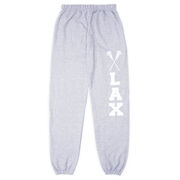 Girls Lacrosse Fleece Sweatpants - Lax With Crossed Sticks