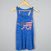 Girls Lacrosse Flowy Racerback Tank Top - Patriotic LuLa the Lax Dog