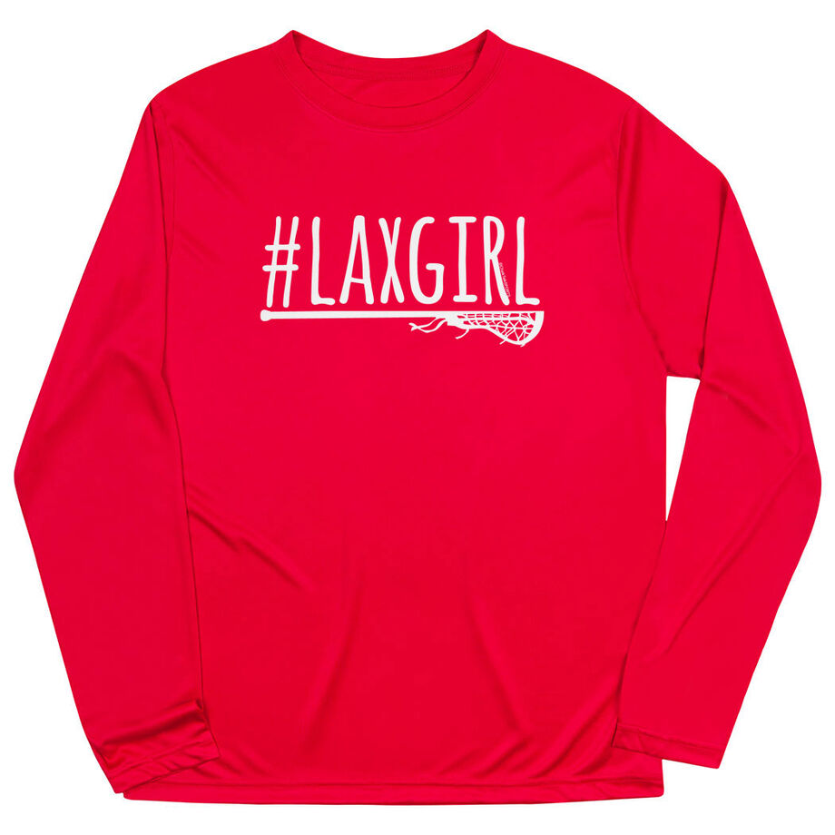 Girls Lacrosse Long Sleeve Performance Tee - #LAXGIRL - Personalization Image