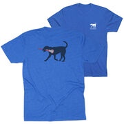 Girls Lacrosse Short Sleeve T-Shirt - LuLa the Lax Dog Blue (Back Design)