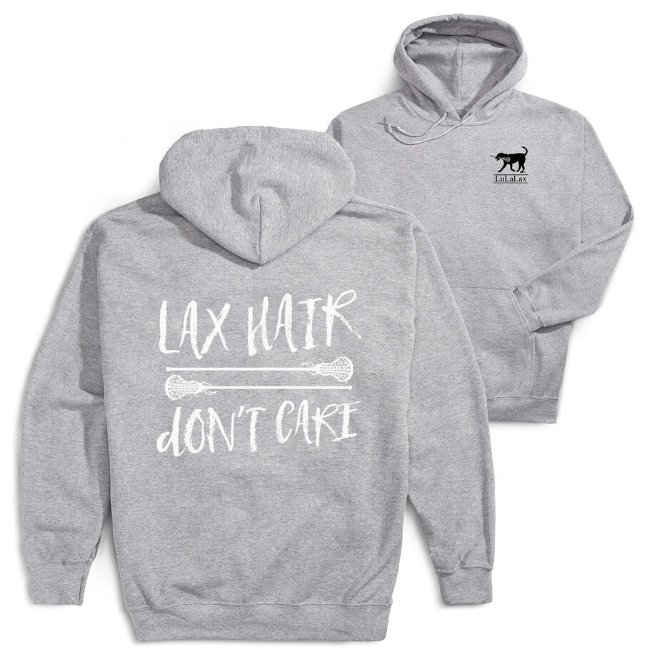 Girls Lacrosse Hooded Sweatshirt - Lax Hair Don't Care (Back Design)
