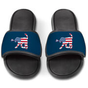 Girls Lacrosse Repwell&reg; Slide Sandals - Patriotic Lula the Lax Dog